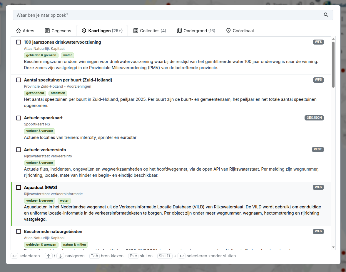 Kaartlagen zoeken en toevoegen